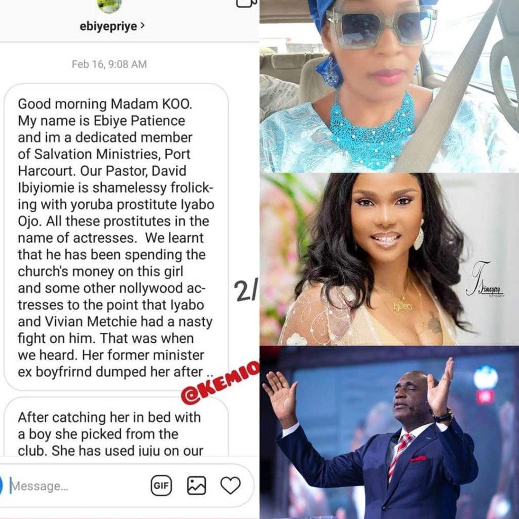 Kemi Olunloyo Leaks Shocking Chats That Prove Pastor Ibiyiomie And Iyabo Ojo Are Allegedly Dating