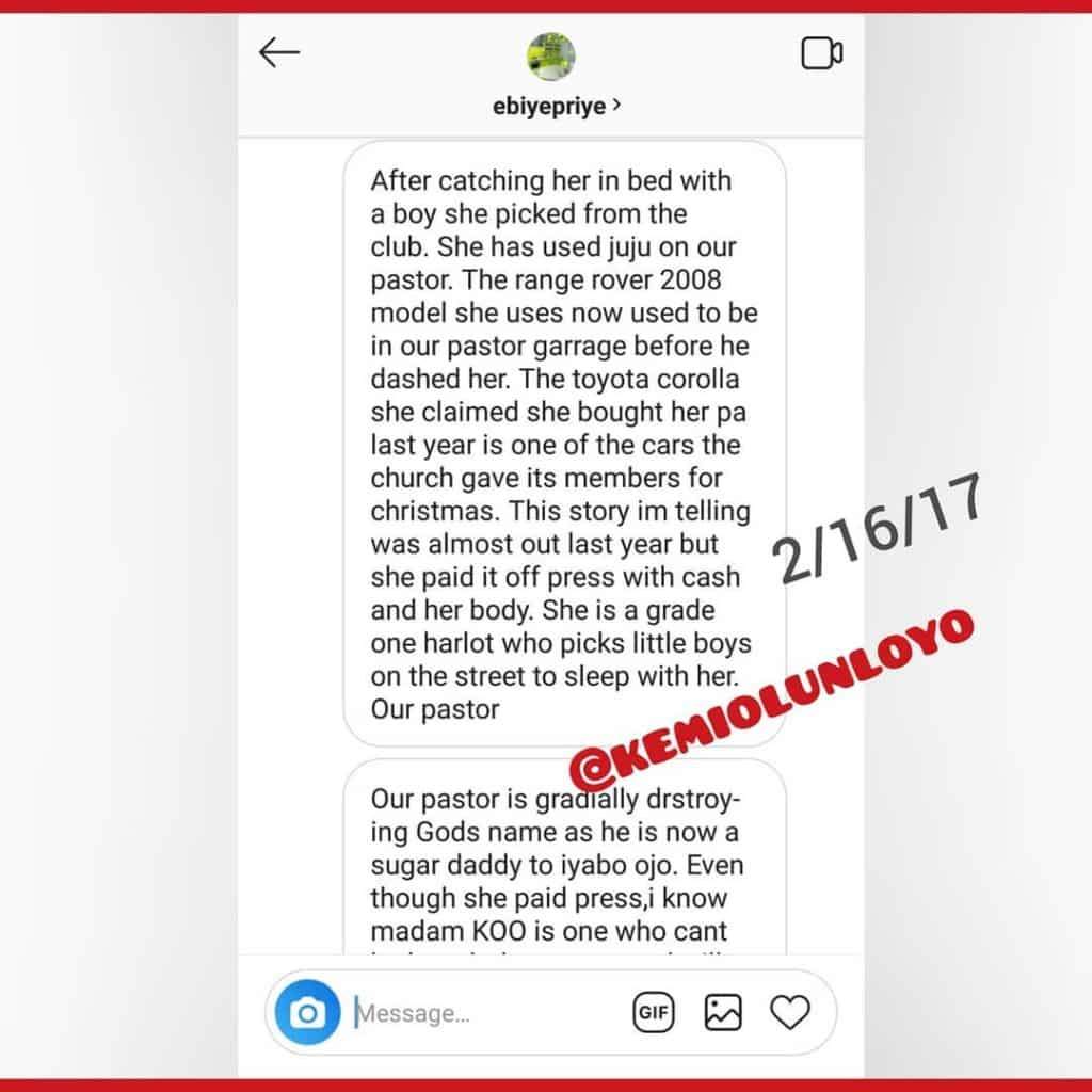 Kemi Olunloyo Leaks Shocking Chats That Prove Pastor Ibiyiomie And Iyabo Ojo Are Allegedly Dating