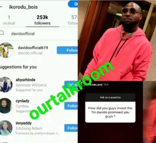 Singer, Davido unfollows Ikorodu Bois on Instagram
