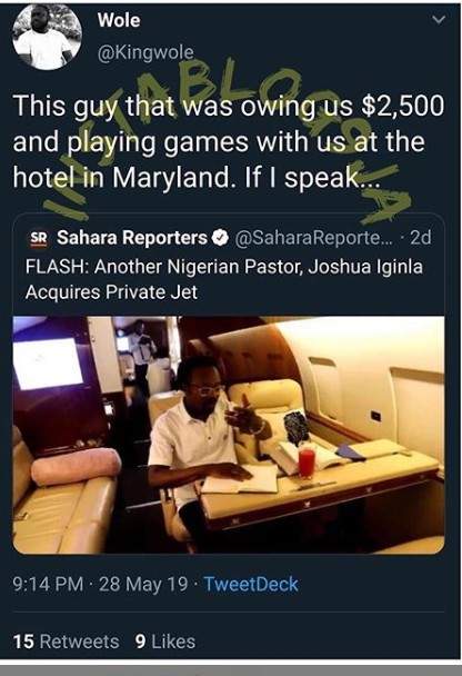 Pastor Iginla called out for owing $2,500 and playing games after buying private jet