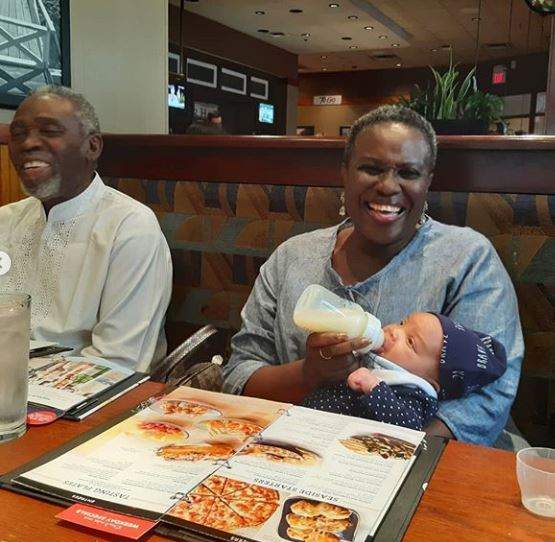 Joke Silva and hubby, bond with their grand daughter (photos)