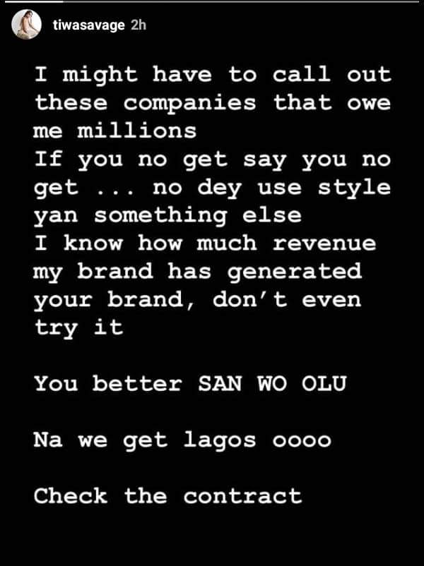 Singer Tiwa Savage and BBNaija's Alex Threaten To Call Out Companies Owing Them Millions