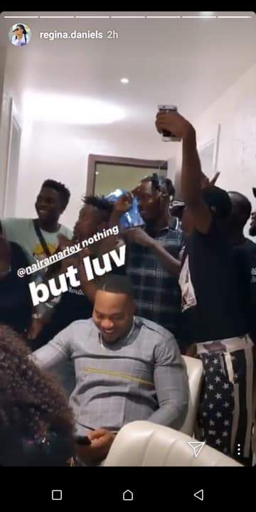 Naira Marley Mobbed By Nollywood Actors As He Visits Regina Daniels On Set