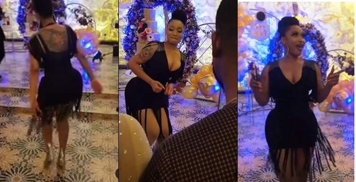 Her shape is disfigured- Fans reacts as Tonto Dikeh dances with cosmetic surgery body (VIDEO)
