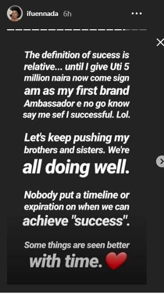 Ifu Ennada slams Uti, says he wouldn't know the meaning of success until she pays him 5millions