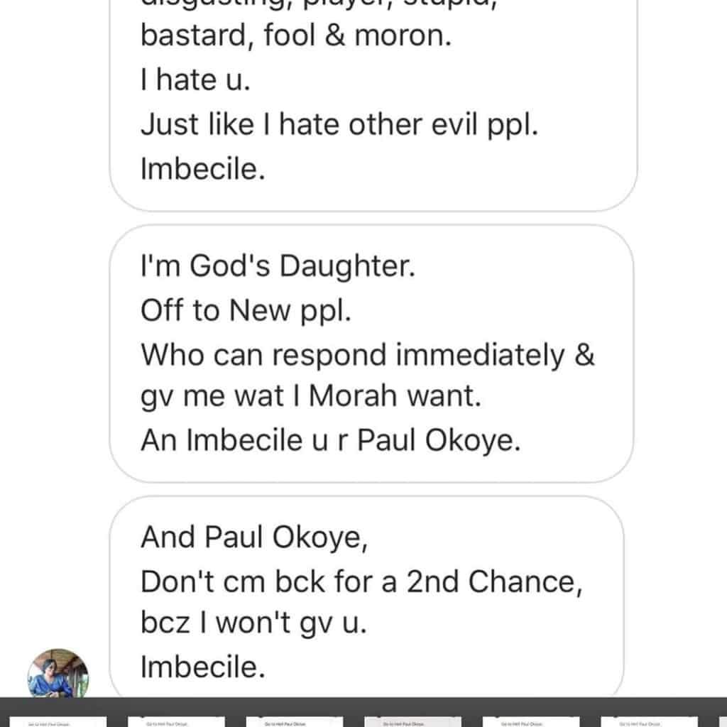 Paul Okoye shares screenshots of death threats he received from a Kenyan woman