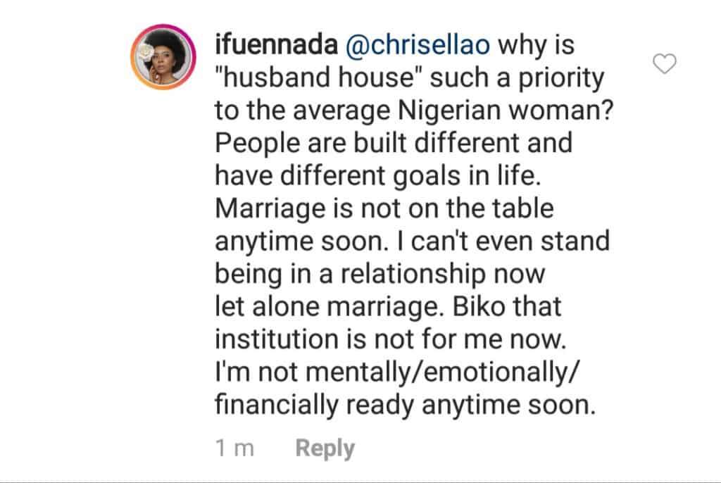 'Why is 'husband house' such a priority for Nigerian women?' - Ifuennada asks
