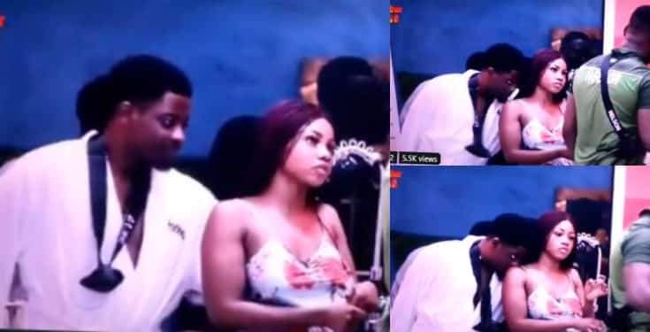 BBNaija 2019: Seyi seen flirting with Tacha as he sniffs her body (video)