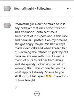 'Tonto Dikeh betrayed Bobrisky, she sent me his post' - Ify Okoye