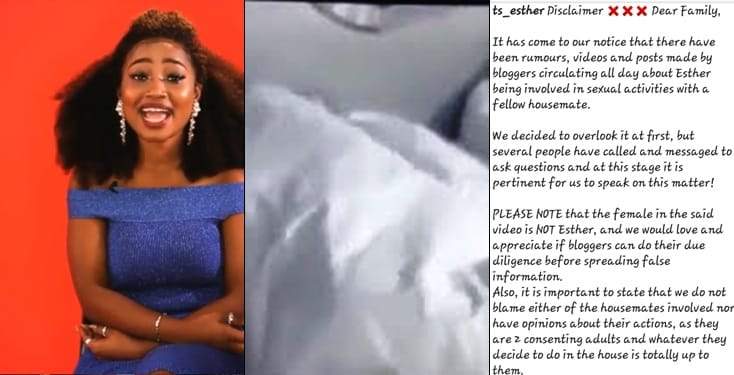 BBNaija 2019: Group Debunks Rumours Of Esther Engaging In Sexual Activity