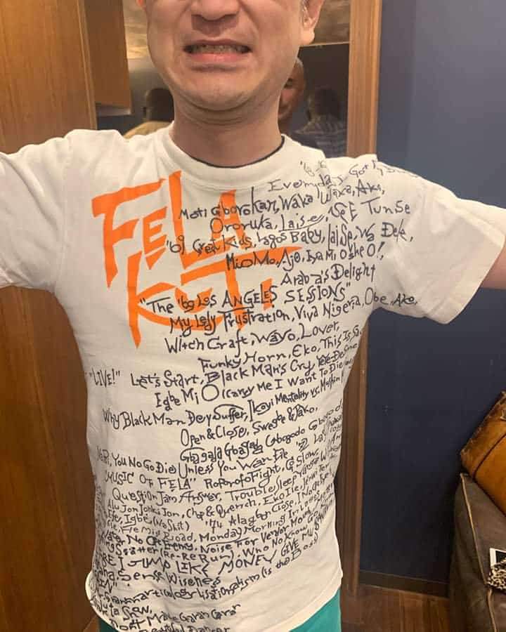 Japanese Fela Fan Wrote The Titles Of All His Songs On His Shirt