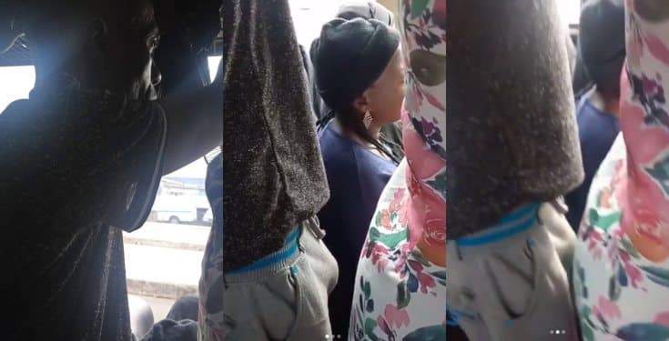 Man seen sexually harassing an unsuspecting co-passenger inside a BRT bus (video)