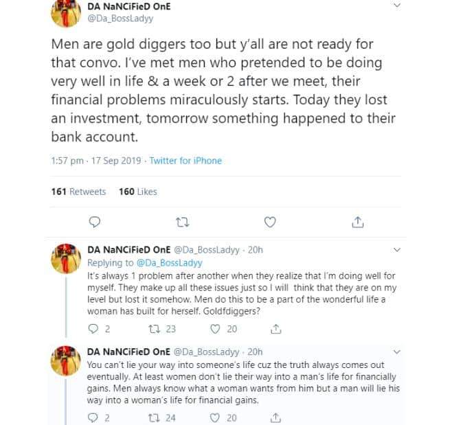 'Men are gold diggers too' - Lady shares her experience