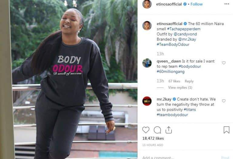 BBNaija: '60 million Nigerians have body odour' - Etinosa shows support for Tacha