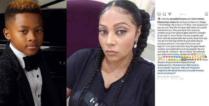 Lola Omotayo Okoye sends heartwarming message to son as he turns 11 today