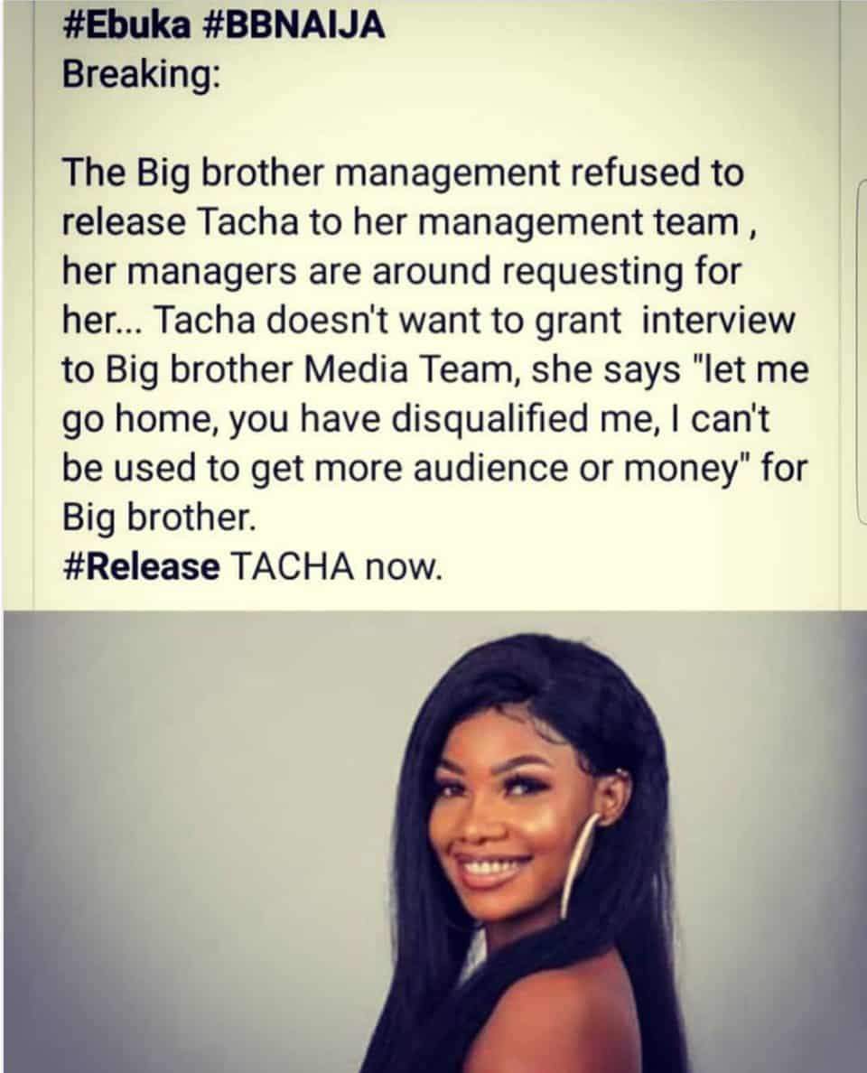 Jaruma cries for Tacha's release as Big Brother detain her for refusing to do interviews...