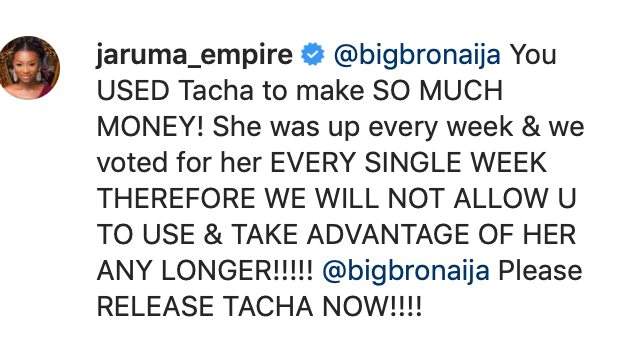 Jaruma cries for Tacha's release as Big Brother detain her for refusing to do interviews...
