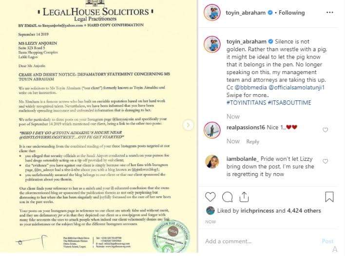 Toyin Abraham serves a defamatory lawsuit notice to Lizzy Anjorin