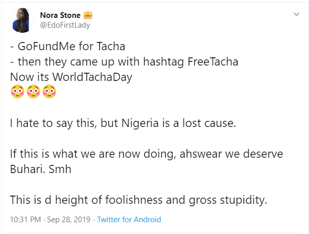 Nigerians disapprove of those raising money for Tacha through 'GoFundMe'