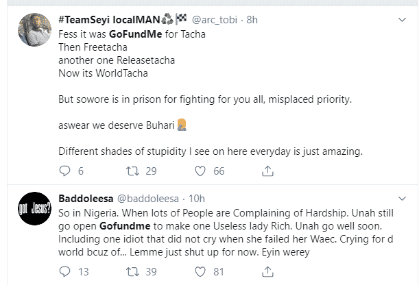 Nigerians disapprove of those raising money for Tacha through 'GoFundMe'