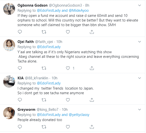 Nigerians disapprove of those raising money for Tacha through 'GoFundMe'