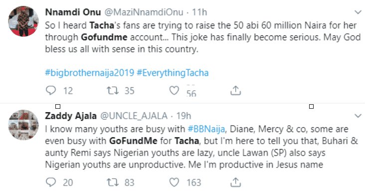 Nigerians disapprove of those raising money for Tacha through 'GoFundMe'