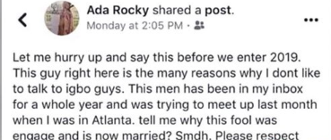 Lady calls out man who has been asking her out for a year, but got married in December