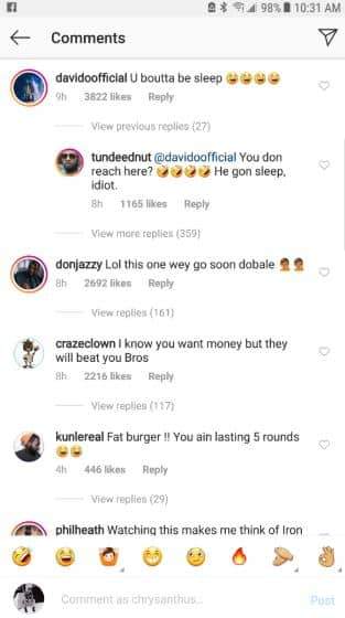 Davido, Don Jazzy, & other angry Nigerians storm Jarrel Miller's IG page to drag him for pushing Anthony Joshua