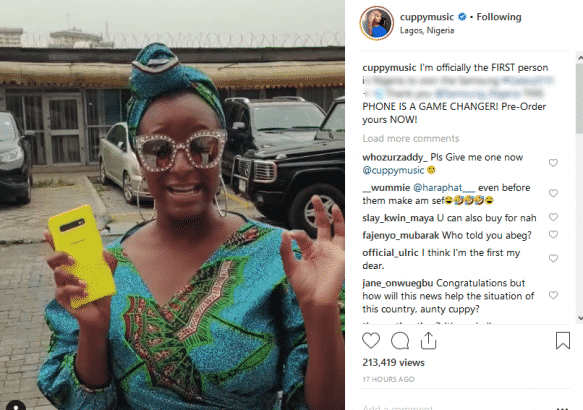 DJ Cuppy becomes the first Nigerian to own a Samsung Galaxy S10