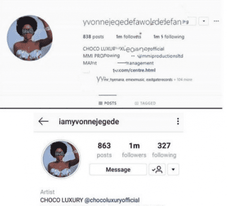 Actress Yvonne Jegede gets rid of her estranged husband's surname from her IG handle