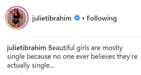 This is the reason most beautiful girls are single - Juliet Ibrahim