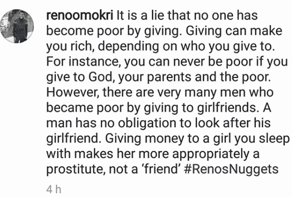 Giving money to a girlfriend makes her a prostitute - Reno Omokri