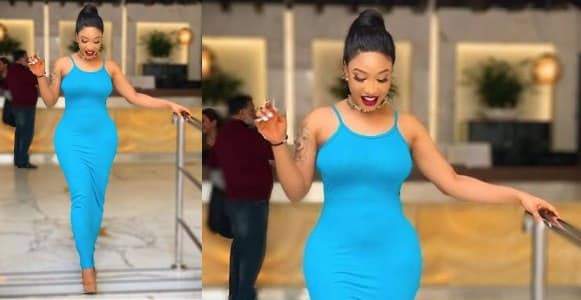 Actress Tonto Dikeh shows off her dress which cost less than ₦1,500