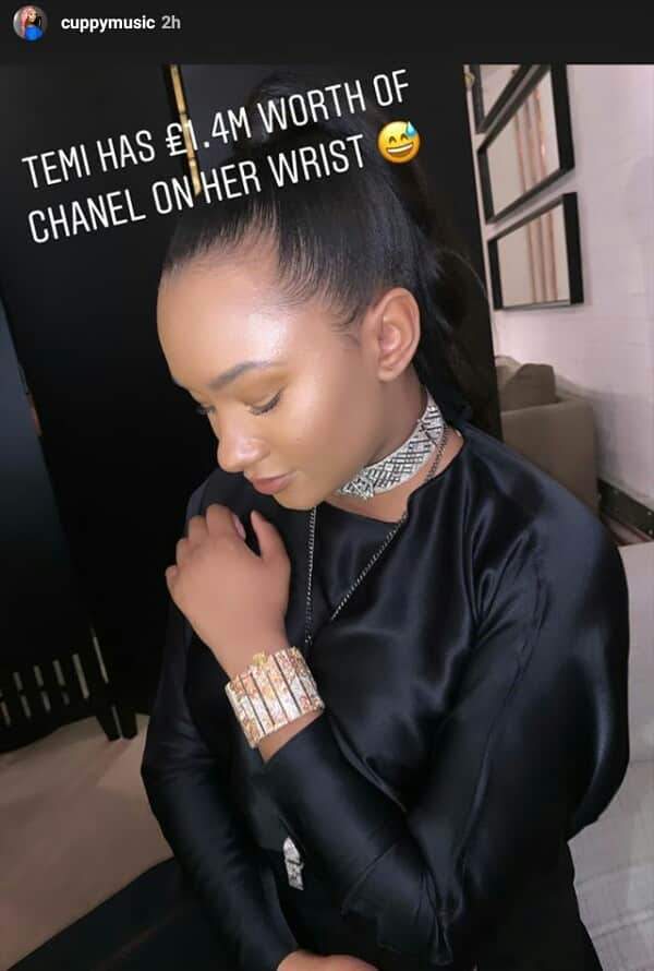 Temi Otedola wears £1.4 million worth of Chanel on her wrist at a party in London