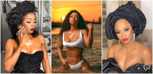 "I am not a lesbian"- Toke Makinwa says while fondling boobs (Video)