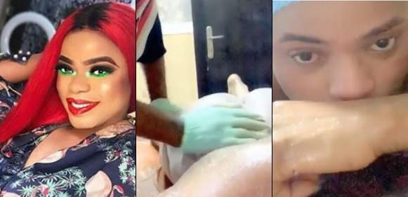 Bobrisky shows off his naked butt as he thanks his doctor "for doing a wonderful job on his ass"