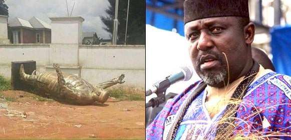 Imo State residents pull down Okorocha's statue