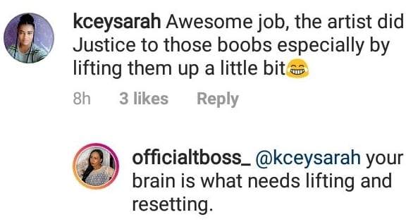 Tboss fires troll who tried to bodyshame her