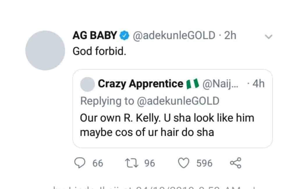 Adekunle Gold shuns follower for comparing him to R.Kelly