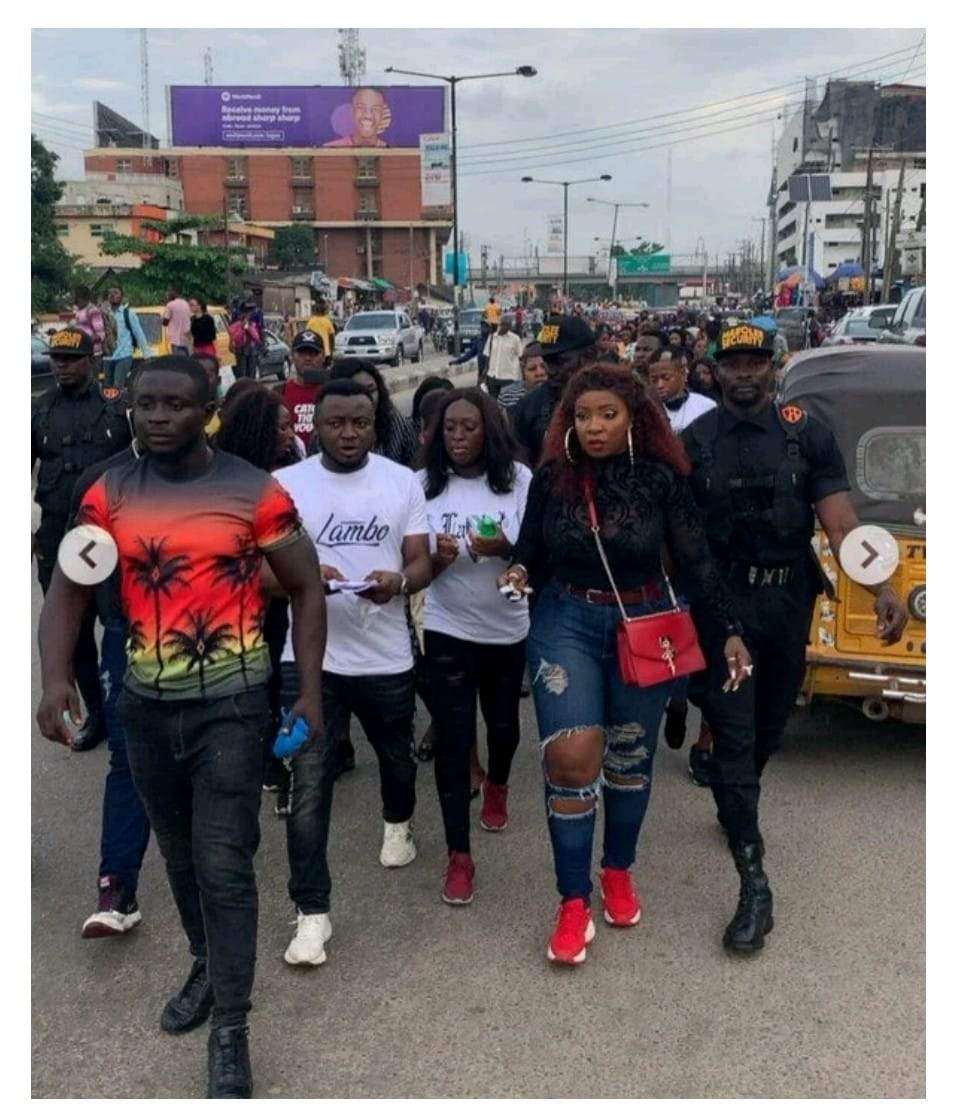 #BBNaija: Anita Joseph and MC Galaxy storm the streets of Ikeja to campaign for Mercy