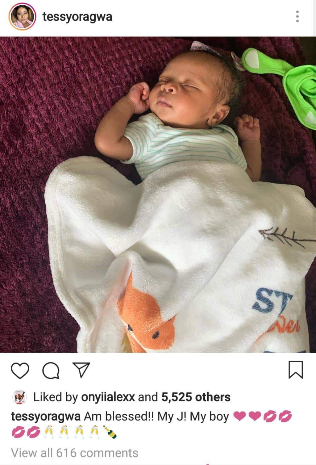Tessy Oragwa celebrates the birth of her son with lovely photos