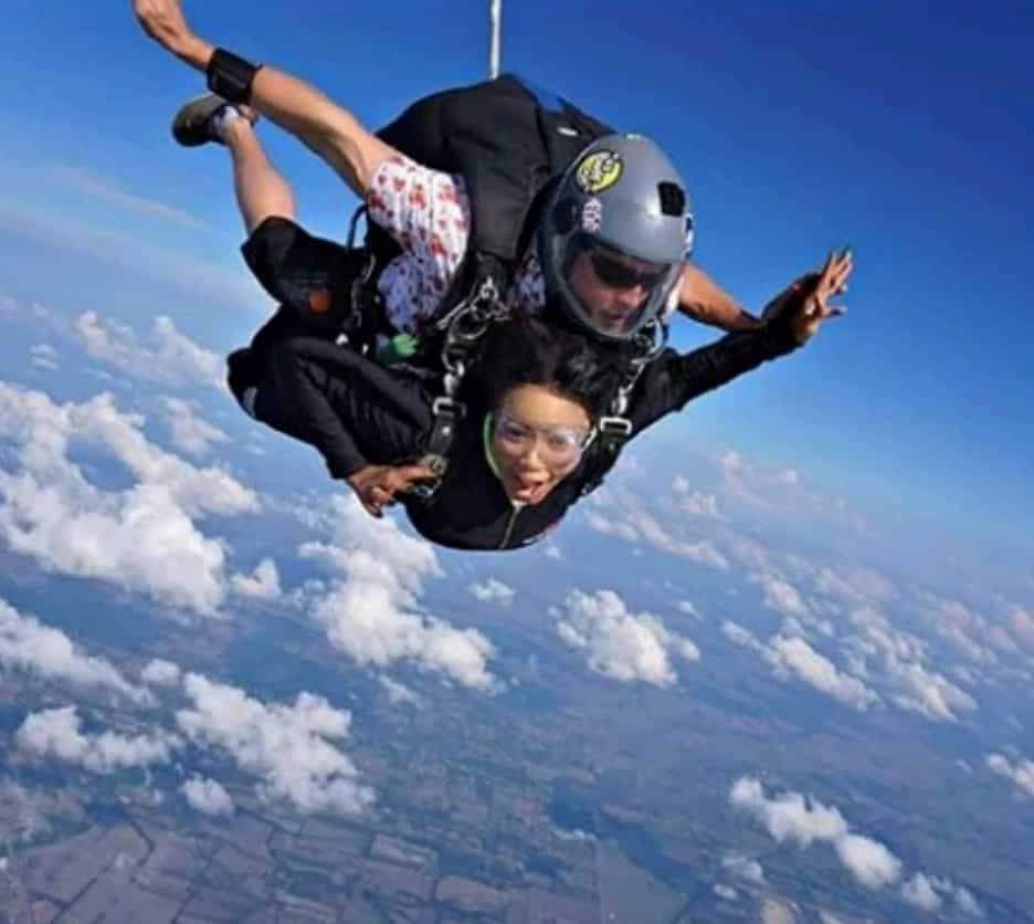 Nina Ivy shares photos from her first sky-diving experience
