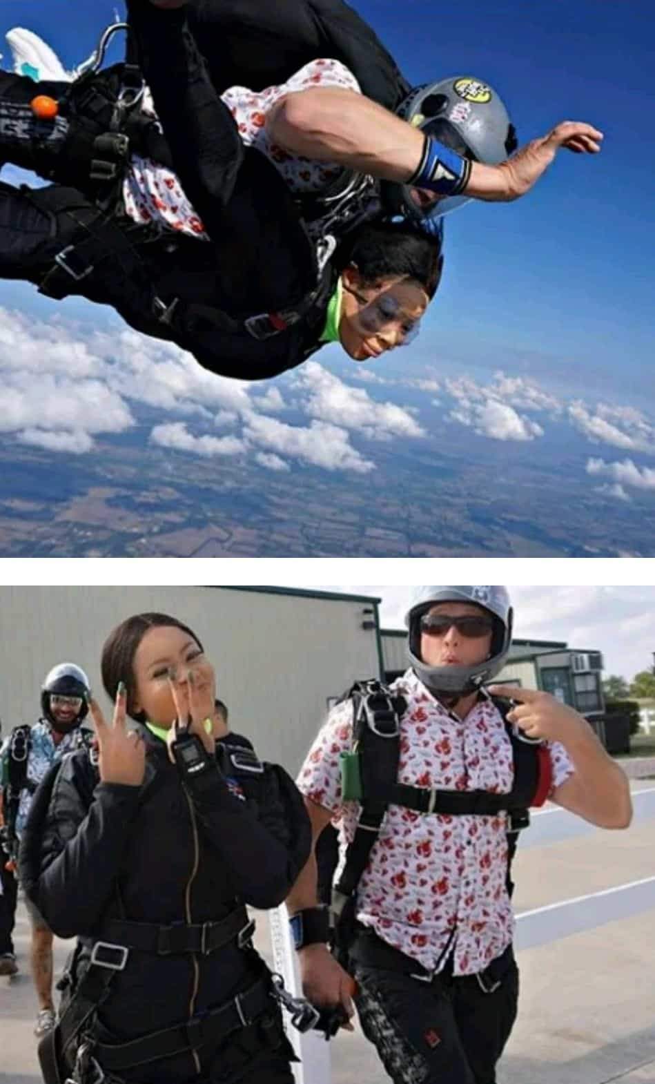 Nina Ivy shares photos from her first sky-diving experience