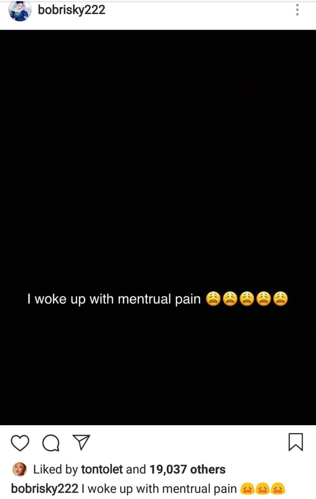 'I woke up with menstrual pain'- Bobrisky cries out