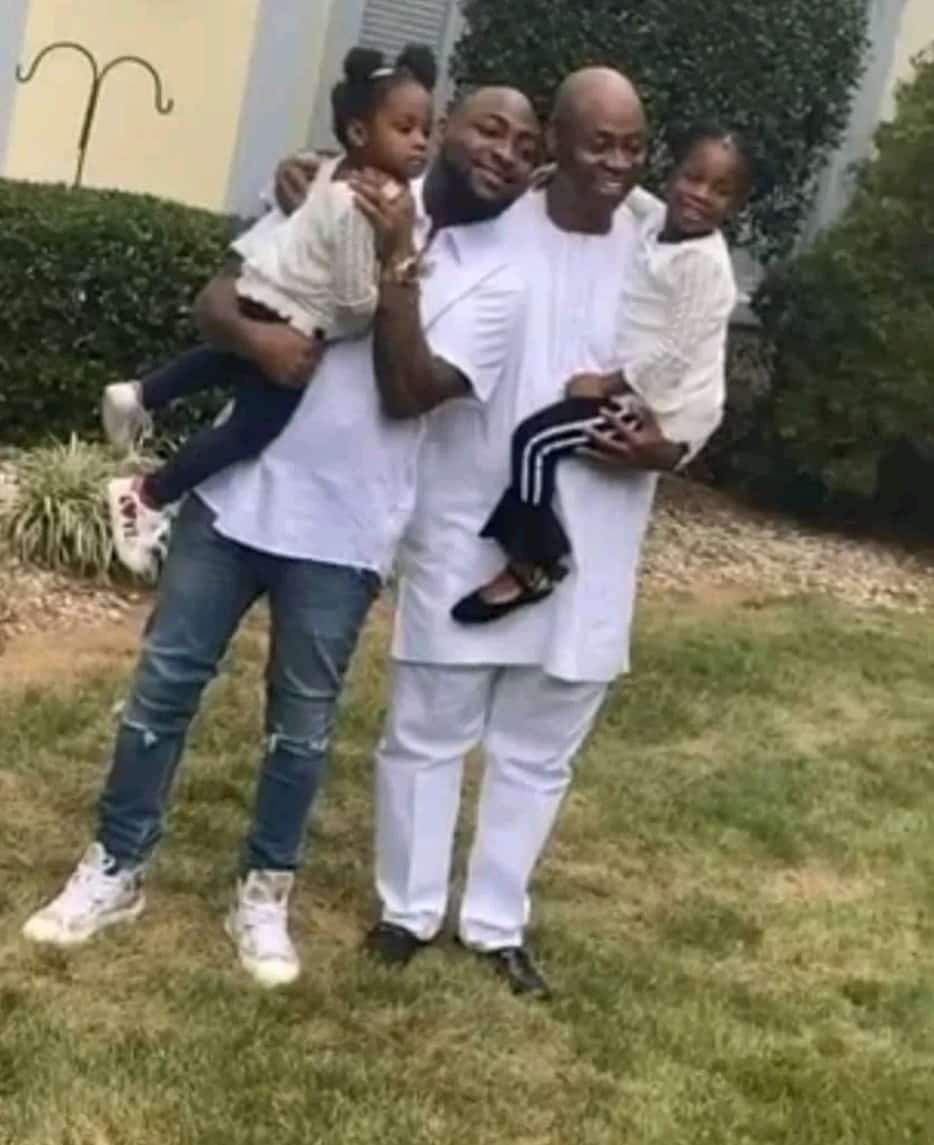 Adorable photos of Davido with his daughters and dad