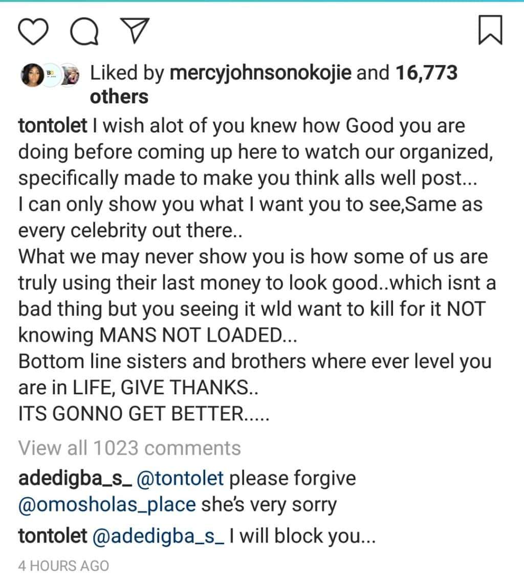 Tonto Dikeh reveals that she's living a fake life