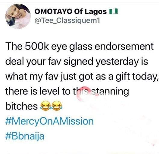Mercy's fan blasts Titans for bragging over N500k endorsement