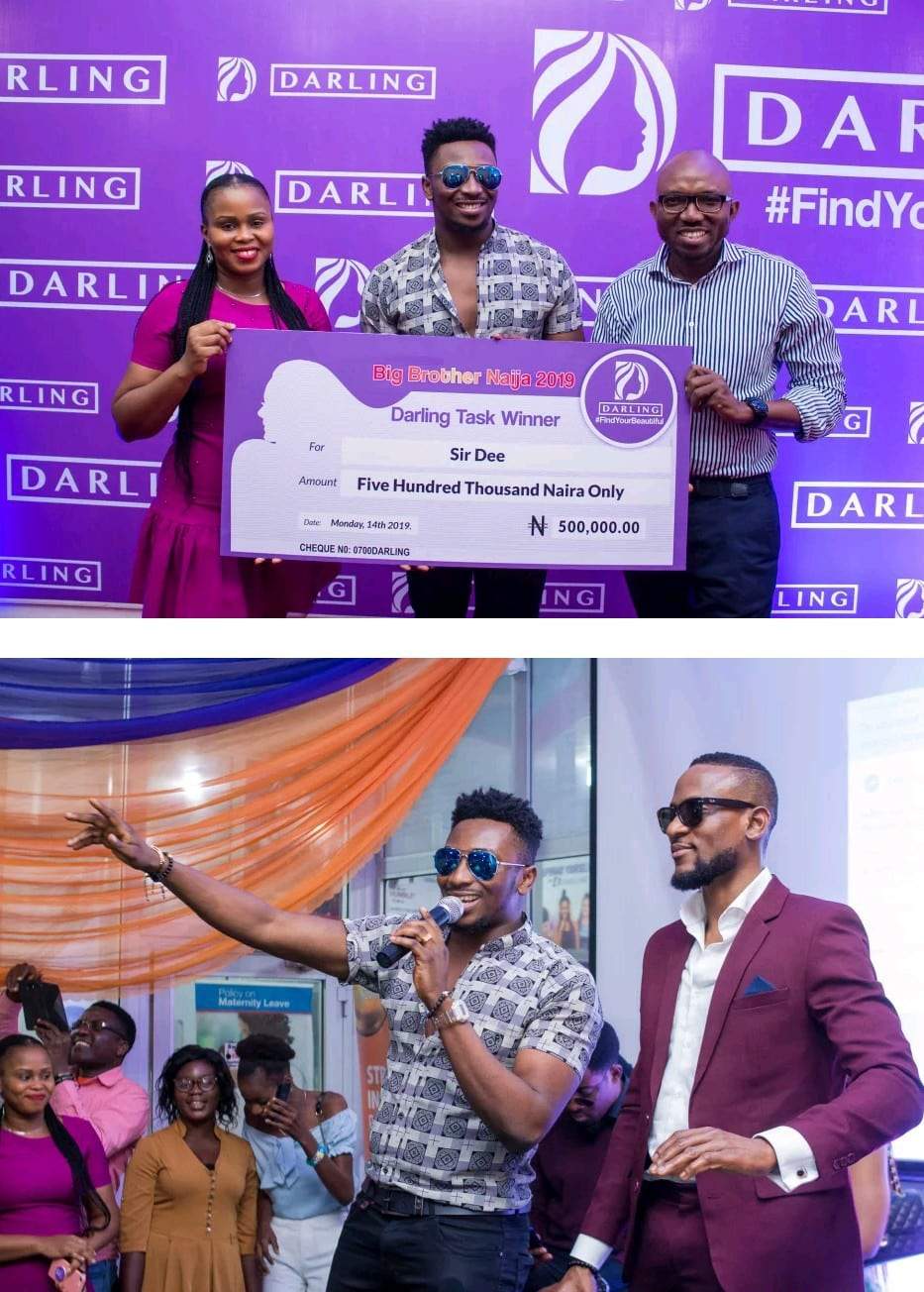 Venita and Sir Dee redeem cash prize of N500k each from Darling Nigeria