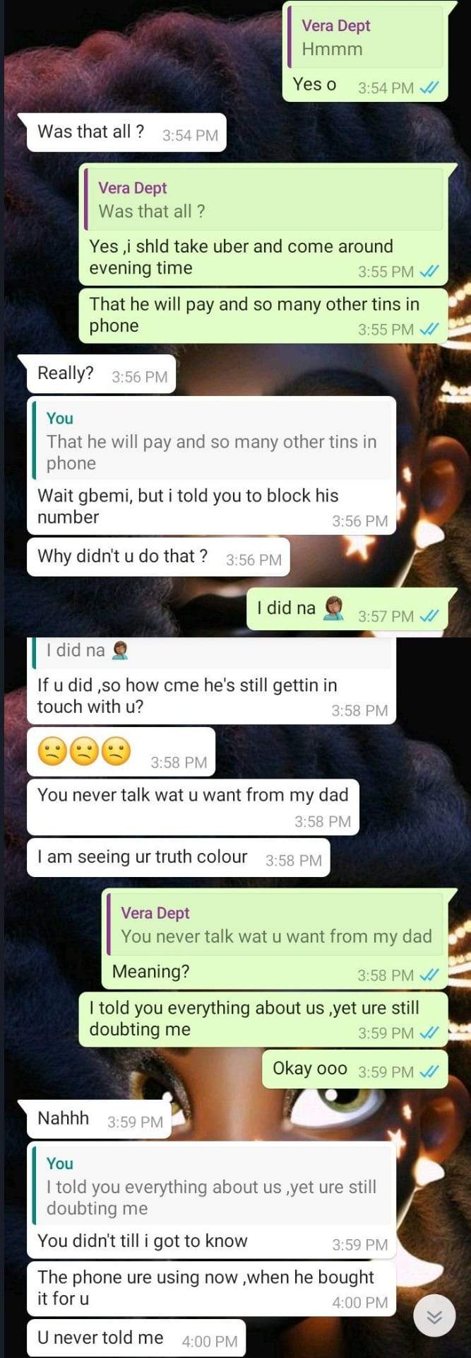 Girl slams her friend for accepting phone gift from her dad without her consent