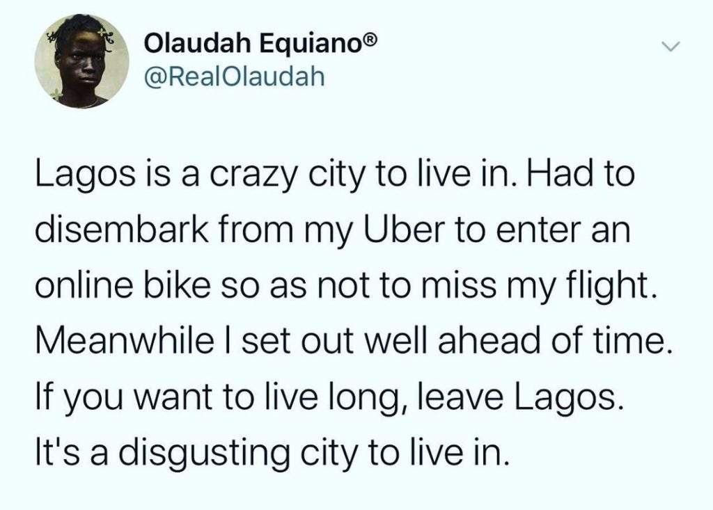 'If you want to live long, leave Lagos'- Ola Udah